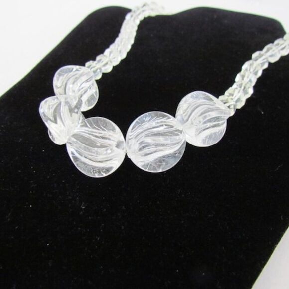 Vintage Chunky Clear Lucite Necklace 1940s 50s - Picture 5 of 8